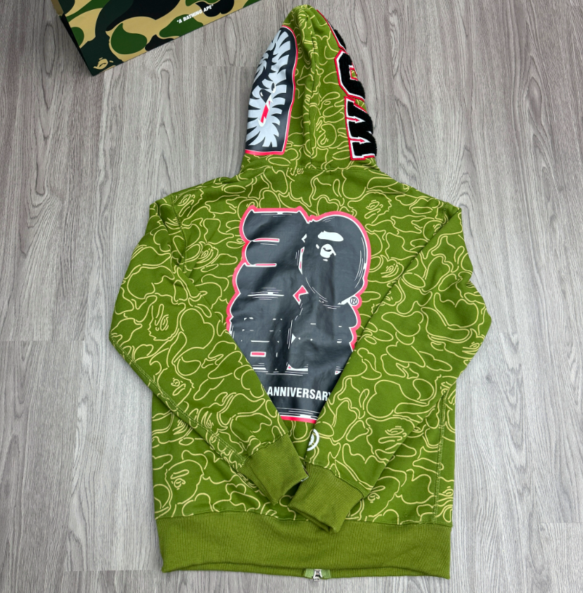 A Bathing Ape (BAPE) 30th Anniversary Line Camo Shark Full Zip Hoodie