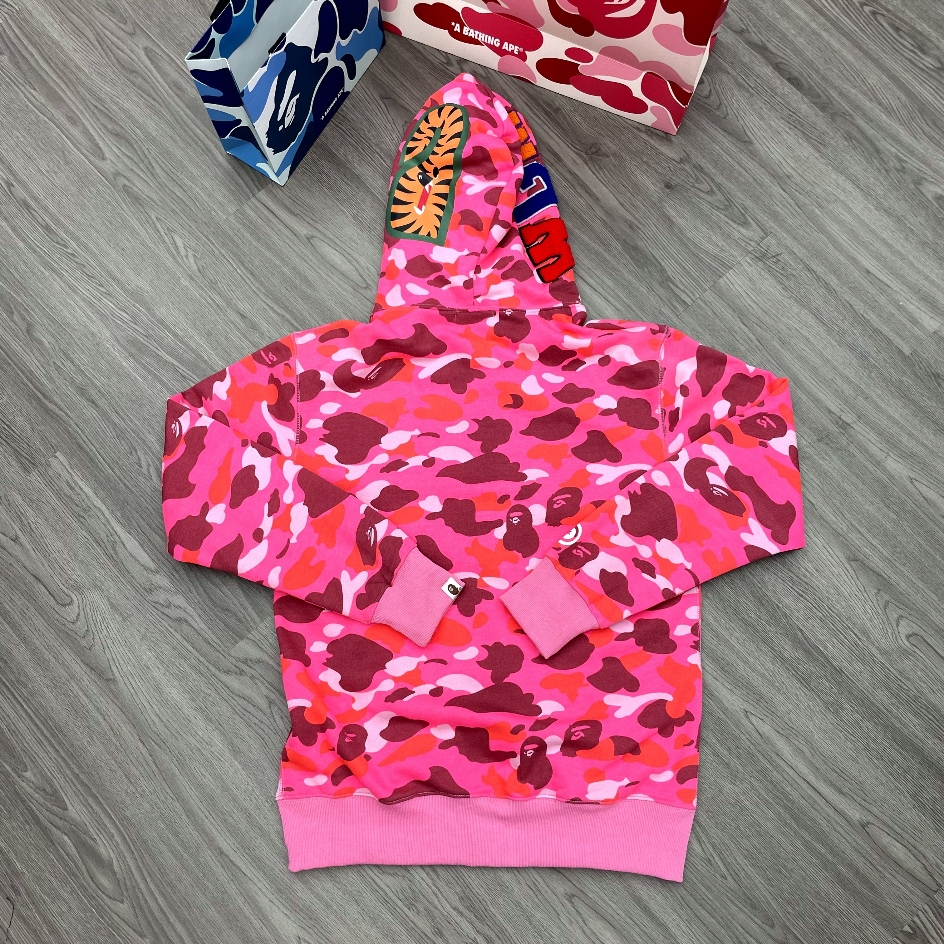 A Bathing Ape (BAPE) Camo Shark Full Zip Hoodie Pink