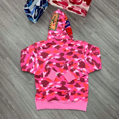 A Bathing Ape (BAPE) Camo Shark Full Zip Hoodie Pink 02