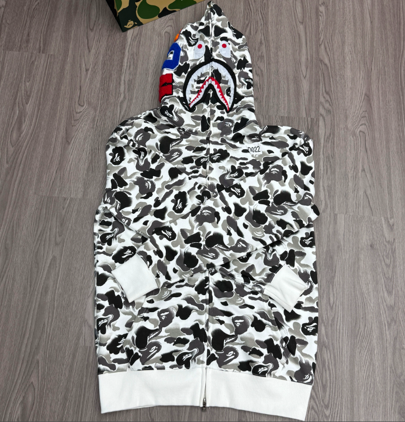 A Bathing Ape (BAPE) Kyoto City Camo Shark Full Zip Hoodie
