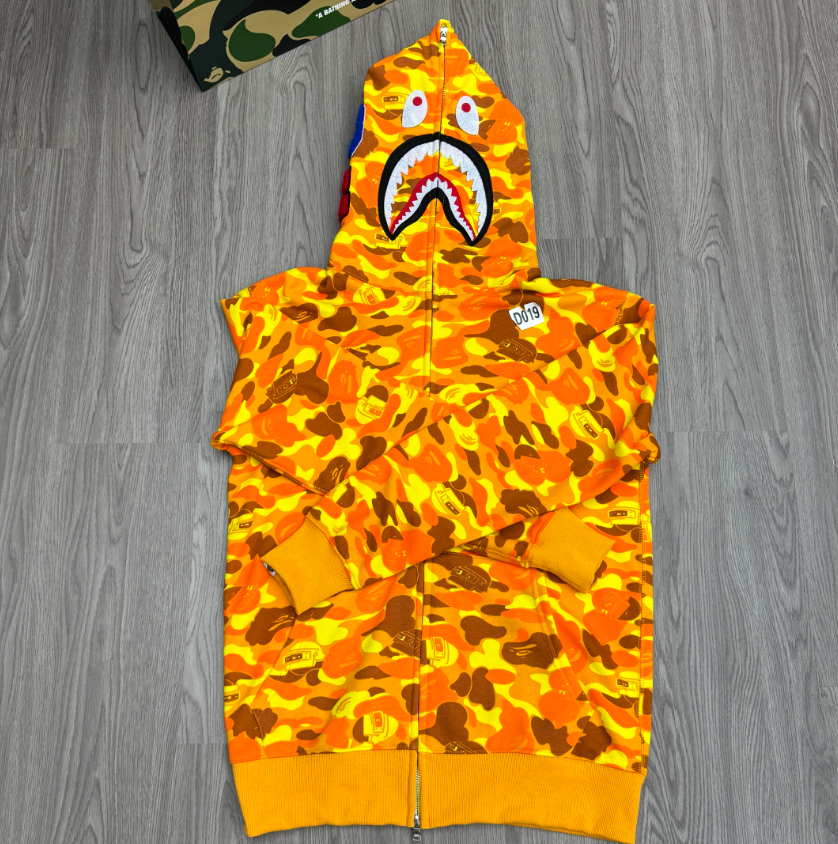 A Bathing Ape (BAPE) x PUBG Shark Full Zip Hoodie Orange