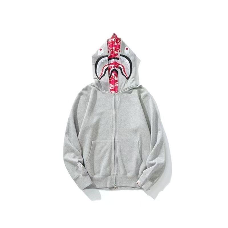 A Bathing Ape BAPE Shark Pullover Hoodie 'Grey'