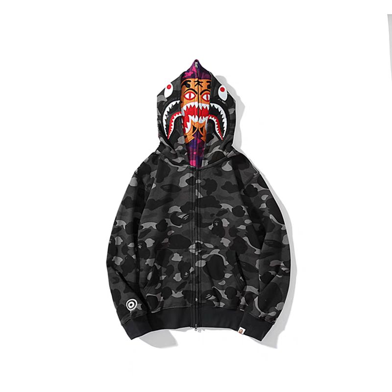 A Bathing Ape BAPE Tiger Shark Full Zip Double Hoodie