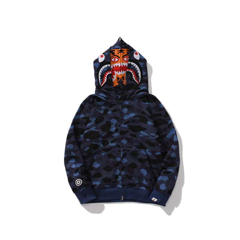 A Bathing Ape BAPE Tiger Shark Full Zip Double Hoodie