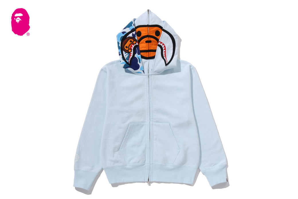 A Bathing Ape BAPE Women's Milo Shark Full Zip Double Hoodie Hoodie (Silver Font Milo)