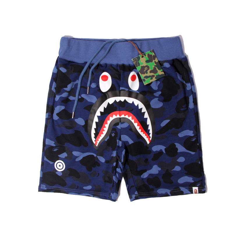 BAPE Color Camo Shark Sweat Shorts Navy