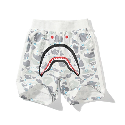 BAPE Space Camo Shark Sweat Shorts White 01