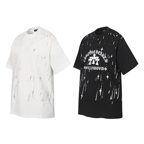 Chrome Hearts 25SS Meteor Shower Cross Short Sleeve T-Shirt Black/White