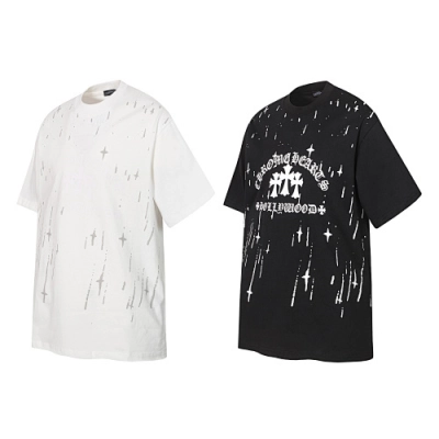 Chrome Hearts 25SS Meteor Shower Cross Short Sleeve T-Shirt Black/White 01