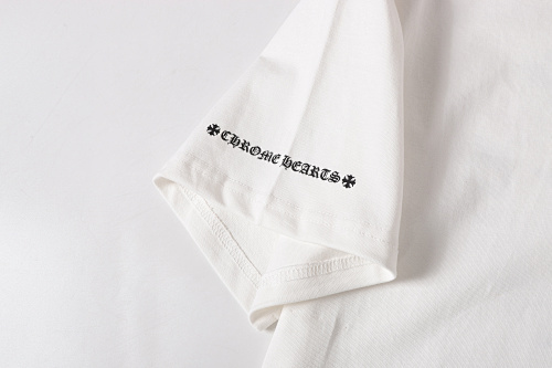 Chrome Hearts Red Ornate Cross Circle Short Sleeve T-Shirt Black/White