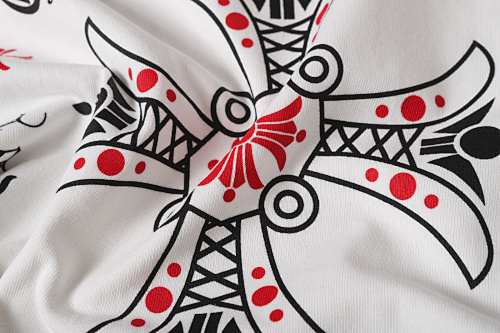 Chrome Hearts Red Ornate Cross Circle Short Sleeve T-Shirt Black/White