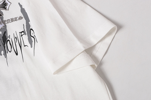 Chrome Hearts Triple Cross Horseshoe Splatter Short Sleeve T-Shirt Black/White-2234