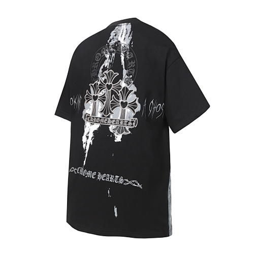 Chrome Hearts Triple Cross Horseshoe Splatter Short Sleeve T-Shirt Black/White-2234