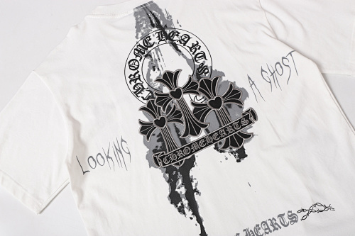 Chrome Hearts Triple Cross Horseshoe Splatter Short Sleeve T-Shirt Black/White-2234