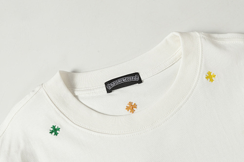 Chrome Hearts All Over Colorful Crosses Embroidered T-Shirt Black/White 2017