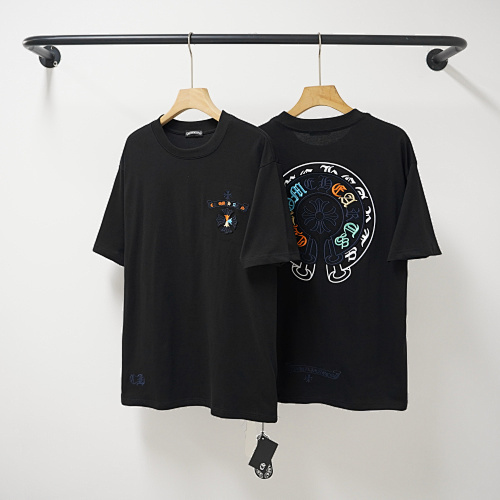 Chrome Hearts Colorful Letters Horseshoe Embroidered T-Shirt Black/White/Blue/Orange 2227