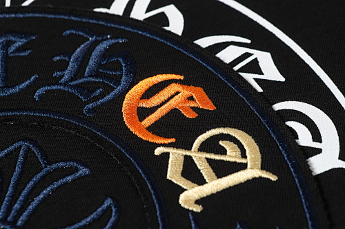 Chrome Hearts Colorful Letters Horseshoe Embroidered T-Shirt Black/White/Blue/Orange 2227