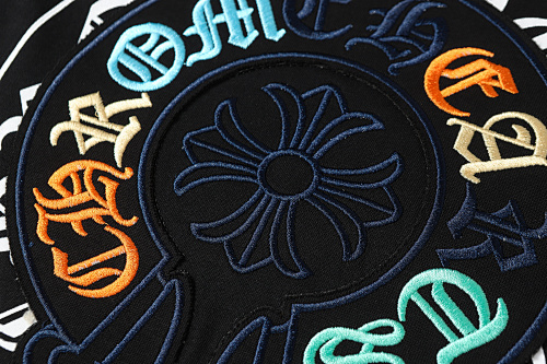 Chrome Hearts Colorful Letters Horseshoe Embroidered T-Shirt Black/White/Blue/Orange 2227