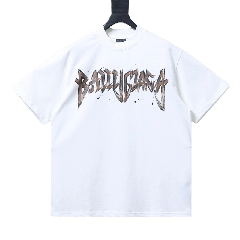 Balenciaga Heavy Matal Cotton T-shirt White+Amiri jean shorts-607#