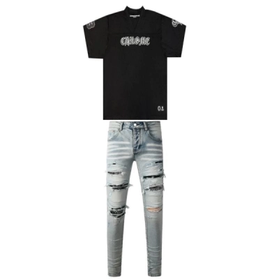 Chrome Hearts Mesh Stadium Football Jersey 'Black'+Amiri Jeans 01