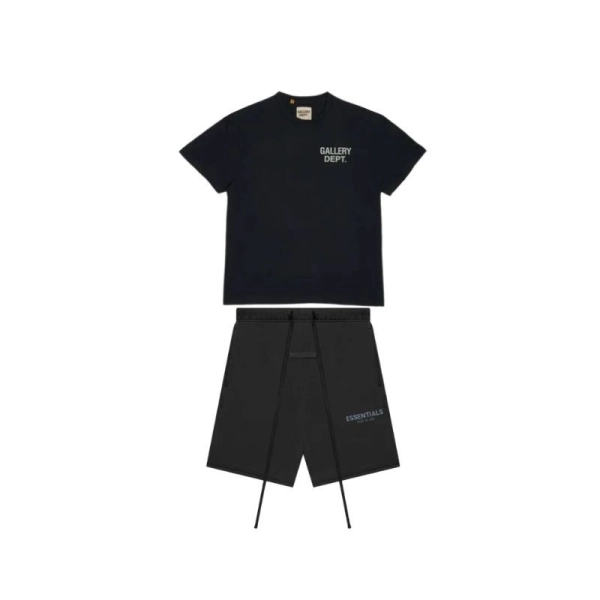 Gallery Dept. Souvenir T-Shirt Black+Fear of God Essentials Shorts (SS21) Black/Stretch Limo
