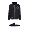 Balenciaga Black Furry Slides + CHROME HEARTS Hoodie K5001