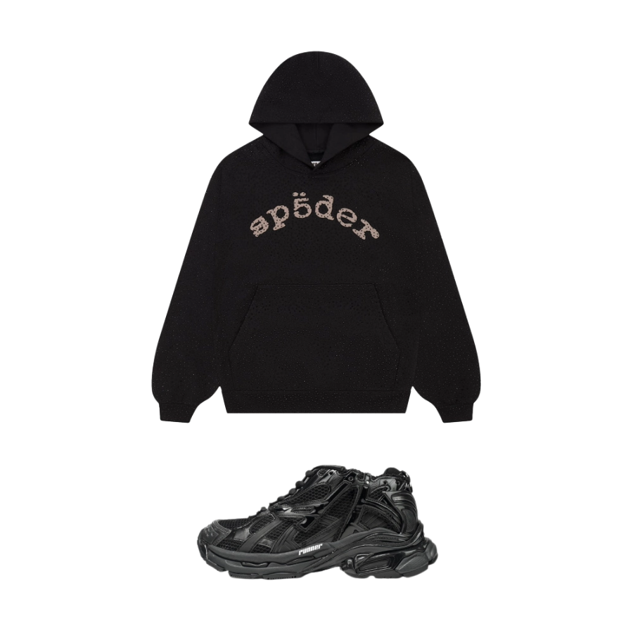 Balenciaga Runner Black + Sp5der VVS Hoodie Black YZ GE961