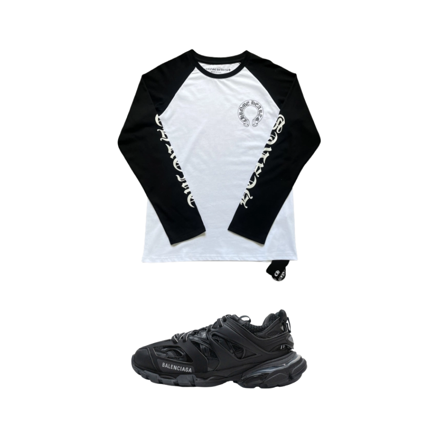 Balenciaga Track Tess S.Black (LED) 555032 W1GB7 1000 + CHROME HEARTS Sweatshirt K9003