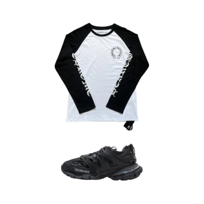 Balenciaga Track Tess S.Black (LED) 555032 W1GB7 1000 + CHROME HEARTS Sweatshirt K9003 01