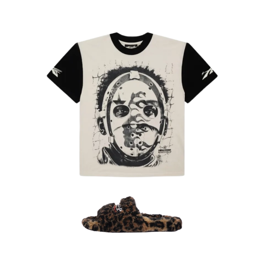 Balenciaga Furry Slides 'Leopard' CK20241225 + Hellstar 777 Path 2 Paradise T-shirt Multicolor
