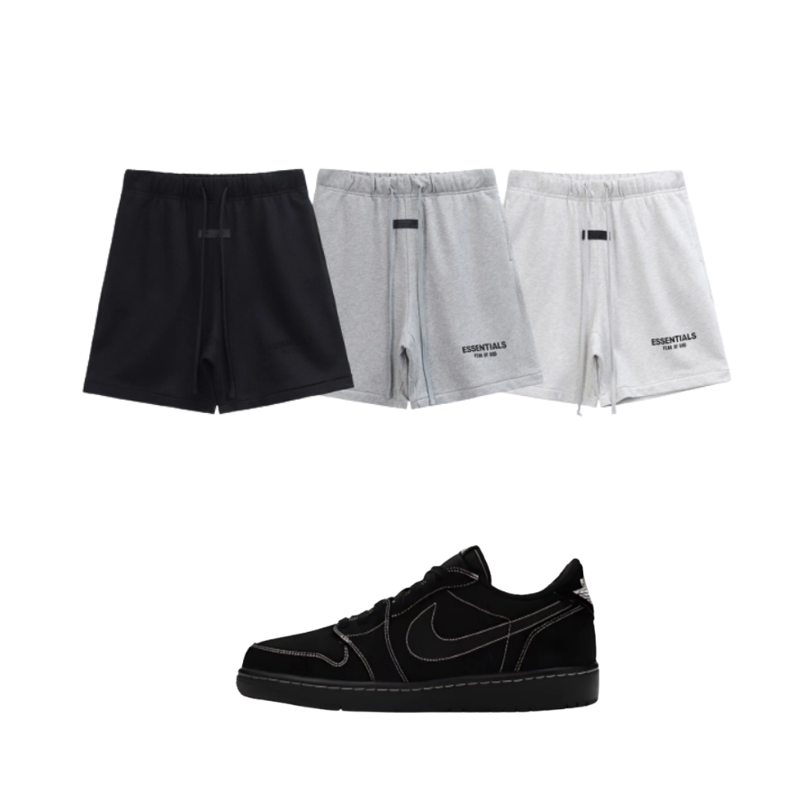 【$59 High Cost Effective】Air Jordan 1 Retro Low OG SP Travis Scott Black Phantom DM7866-001 +Fear of God Essentials Shorts CX58 LC8893