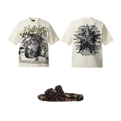 Hellstar T-Shirt (NFC) EG1120 + Balenciaga Furry Slides 'Leopard'  01