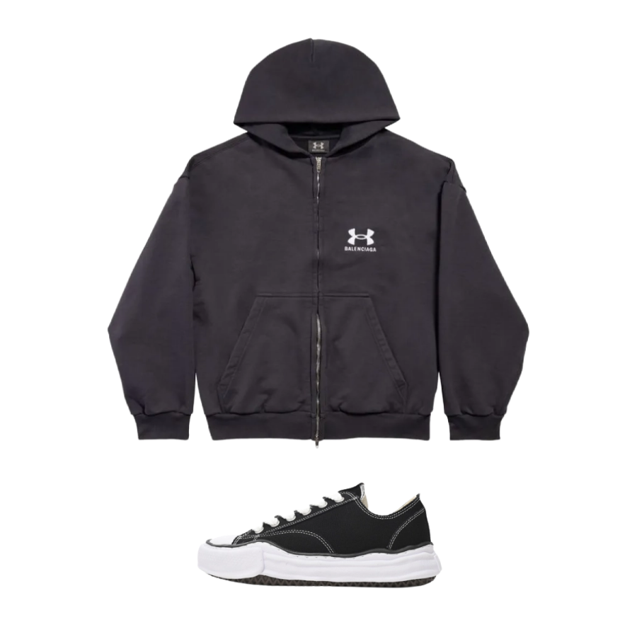 Maison MIHARA YASUHIRO White Black NO.722 + Balenciaga x Under Armour Zip Up Hoodie 'Black_White' 