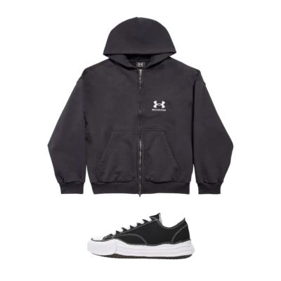 Maison MIHARA YASUHIRO White Black NO.722 + Balenciaga x Under Armour Zip Up Hoodie 'Black_White'  01