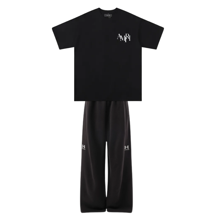 Amiri T-Shirt 677 + Balenciaga Under Armour Baggy Sweat Pants Black