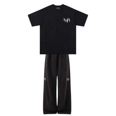 Amiri T-Shirt 677 + Balenciaga Under Armour Baggy Sweat Pants Black 01