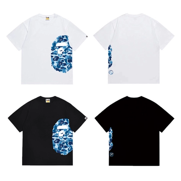 Bape T-Shirt Black_White_Gray_Khaki_Navy Blue EG 1312 + BAPE Fashion Camouflage Shorts