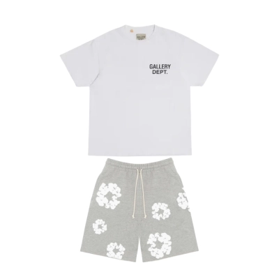GALLERY DEPT. SOUVENIR T-SHIRT WHITE + Denim Tears The Cotton Wreath Shorts Grey (2) 01