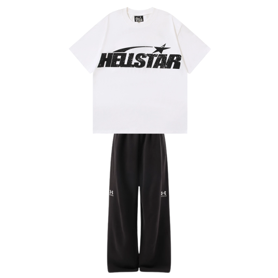 Hellstar T-shirt 503 + Balenciaga Under Armour Baggy Sweat Pants Black