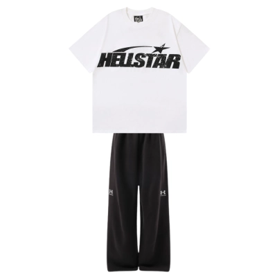 Hellstar T-shirt 503 + Balenciaga Under Armour Baggy Sweat Pants Black 01