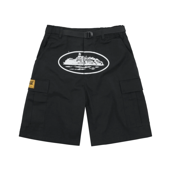 Hellstar T-Shirt Washed Black (NFC) EG692 + Corteiz Alcatraz Cargo Shorts Black