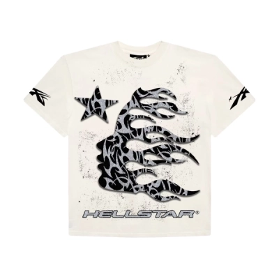 Hellstar Thorn Glitter T-Shirt White + Amiri Black MX1 Jeans 02