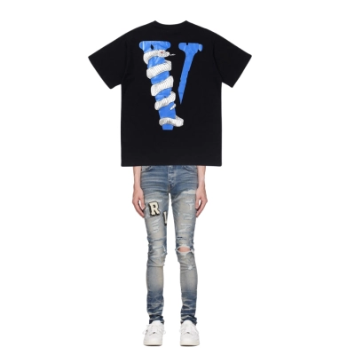 Vlone T Shirt Python Snake Shirts + AMIRI Blue Varsity Jeans 01