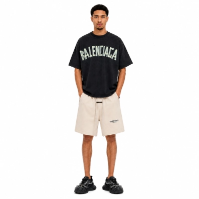 Balenciaga Masking Tape T-shirt Black + Fear of God Essentials Reflective Short CX55 LC8815 01