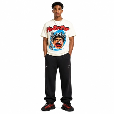 Hellstar Studios Screaming Kid T-shirt White + Balenciaga Under Armour Baggy Sweat Pants Black 01