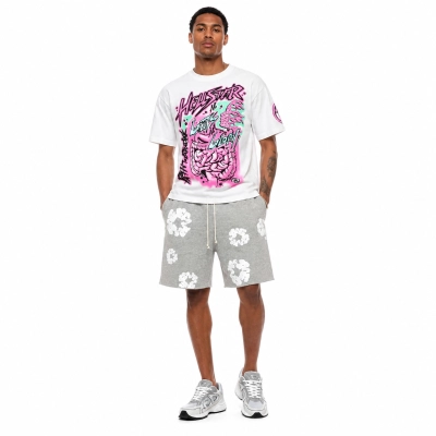 Hellstar T-shirt 505 + Denim Tears The Cotton Wreath Shorts Grey 01