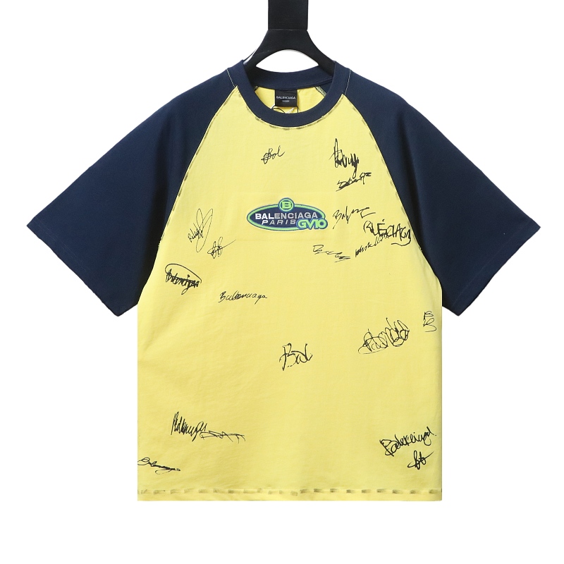 Balenciaga 26ss Signature Letter Print Patchwork Short-Sleeve T-Shirt