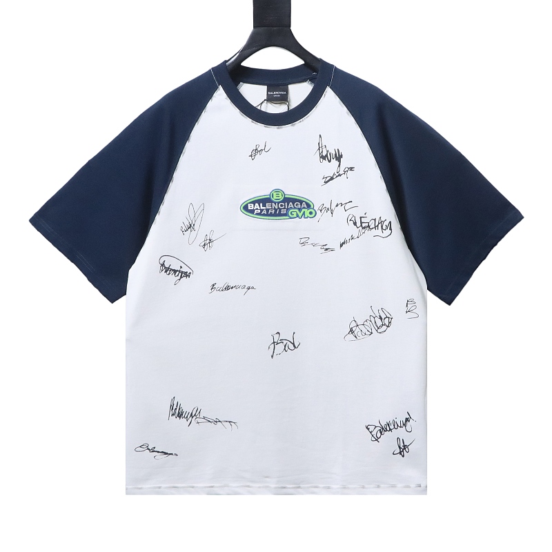 Balenciaga 26ss Signature Letter Print Patchwork Short-Sleeve T-Shirt