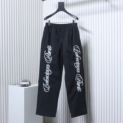 Balenciaga BLCG 26SS Cursive Signature Embroidered Tracksuit Pants Black