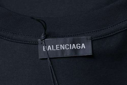 Balenciaga Blue Circular Print Letter Short-Sleeve T-Shirt